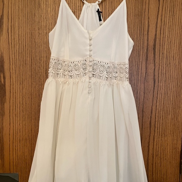 DEX White Chiffon Lace Button Dress - Picture 3 of 6